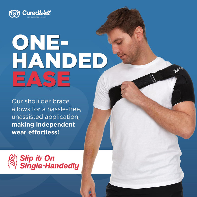 CUREDWELL - Shoulder Brace Sling for Men & Women - Torn Rotator Cuff & Shoulder Support Brace for Shoulder Pain Relief & Injury Healing - Adjustable Unisex Shoulder Sling Compression Sleeve (Medium) Medium - BeesActive Australia