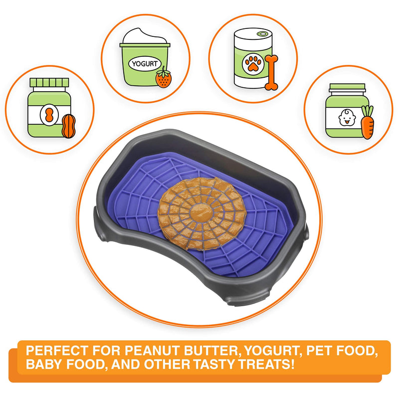 Neater Pets - Neat-LIK - Slow Feeding Licking Pad for Dogs & Cats Mat 1 Pack w/ Tray Purple - BeesActive Australia