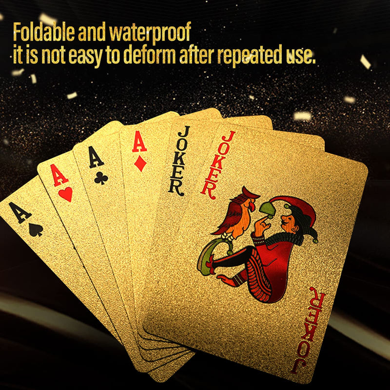 4 Decks Waterproof Playing Cards Plastic Black Rose Gold Playing Card Foil Poker Cards Themed Standard Playing Card Games for Adults Family Game Party 4 Decks - BeesActive Australia