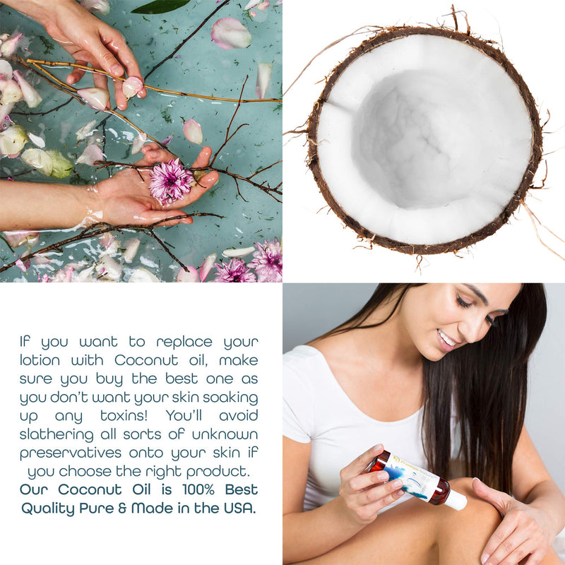 Fractionated Coconut Oil Massage Oil - Cold Pressed Pure MCT Oil Carrier Oil for Essential Oils Mixing Dry Skin Moisturizer Natural Carrier Baby Oil for Face Hair & Body Therapeutic Aromatherapy 4 oz - BeesActive Australia