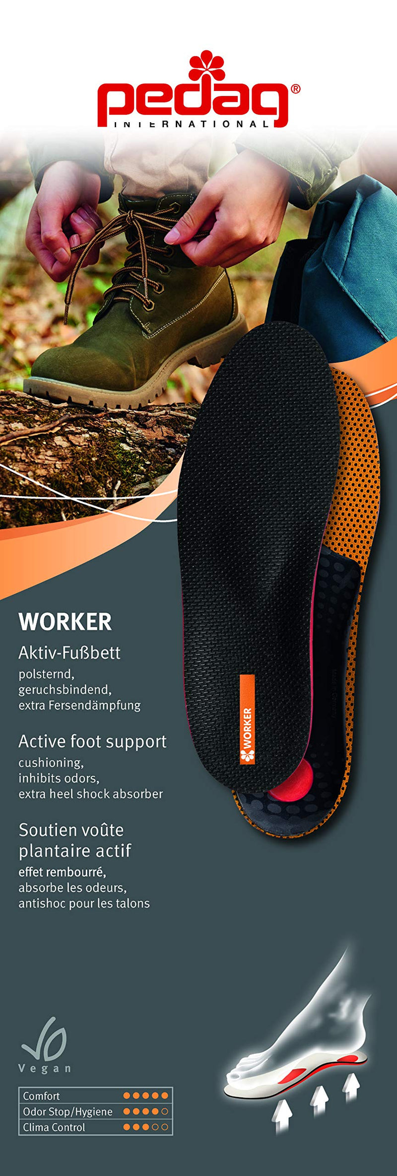 pedag Worker Heavy Boot Insoles, Made in Germany, Use in Place of or with Existing Insoles, Supports Heel to Toe, Longitudinal Arch, Metatarsal Arch, Heel, Women US 11 Men US 8 / EU 41 W11/m8/eu 41 - BeesActive Australia