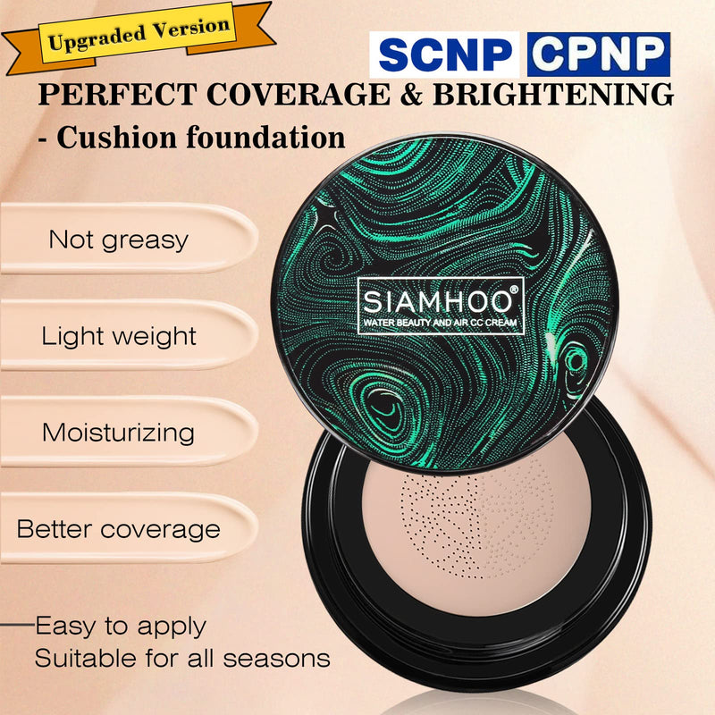 SIAMHOO CC Cream Foundation with Mushroom Head Air Cushion CC Cream Foundation Full Coverage for Flawless Makeup, Even Skin Tone 0.7fl.oz - Ivory - BeesActive Australia