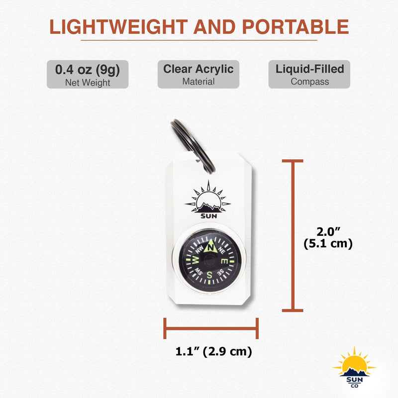 MiniComp - Zipperpull Mini Compass with Split Ring | Easy-to-Read Compass for Jacket, Parka, or Pack - BeesActive Australia
