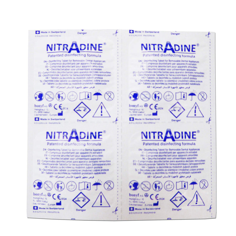 Nitradine Tablets x 2 Boxes ~ (40 Tablets) Cleaning & Disinfecting Orthodontic Appliances & Dentures - BeesActive Australia