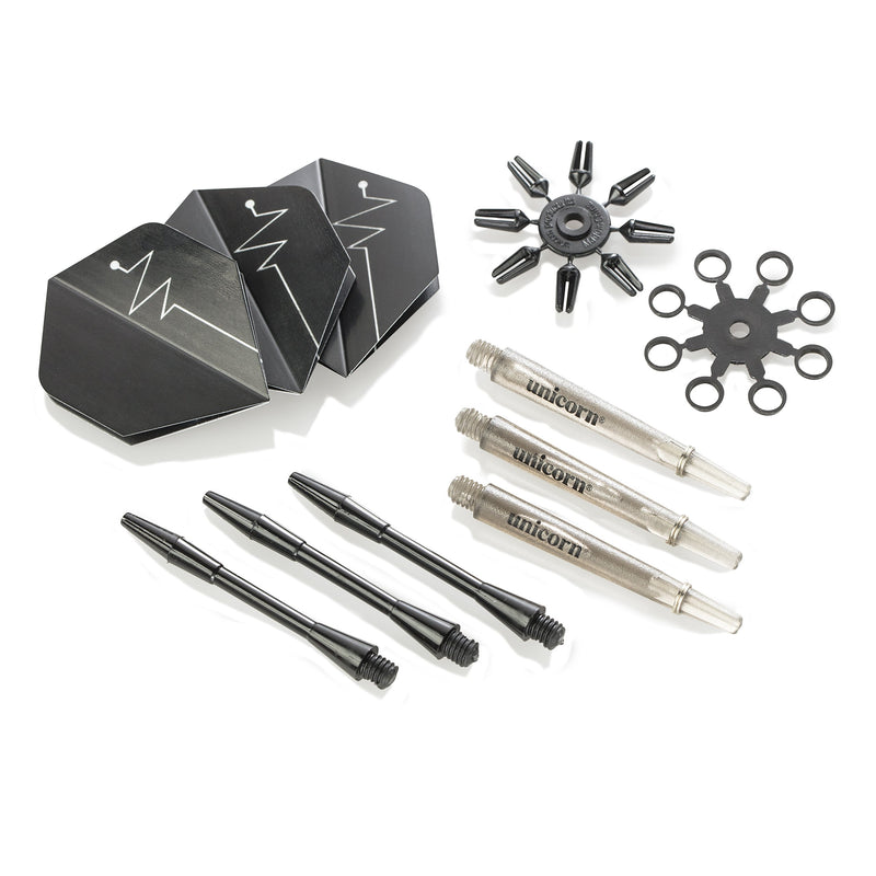 [AUSTRALIA] - Unicorn, Recreational Steel 600 Dart Set with Tips, Barrels, Shafts, Flights, and Flight Protectors 