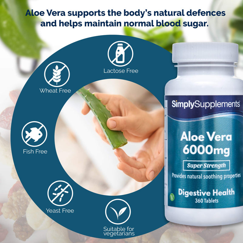 Aloe Vera Tablets 6000mg | Vegan & Vegetarian Friendly | 360 Tablets | Manufactured in The UK - BeesActive Australia