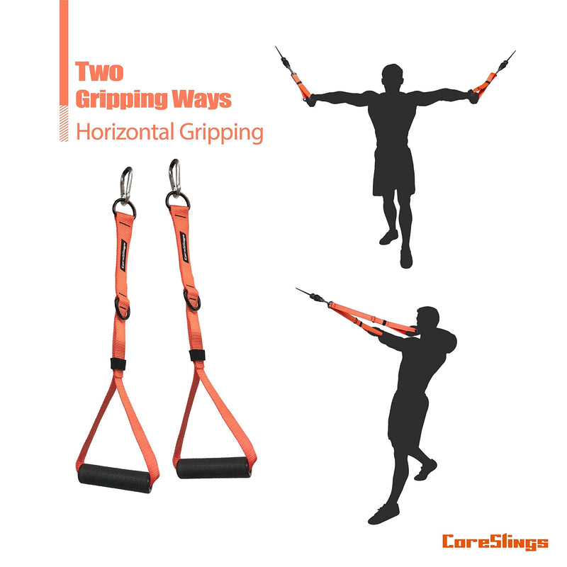 CoreSlings Cable Exercise Handles with Finger Straps for gripping Forearm Strength Training, Workout Handles Cable attachments for Gym, Resistance Bands Handles. Orange - BeesActive Australia