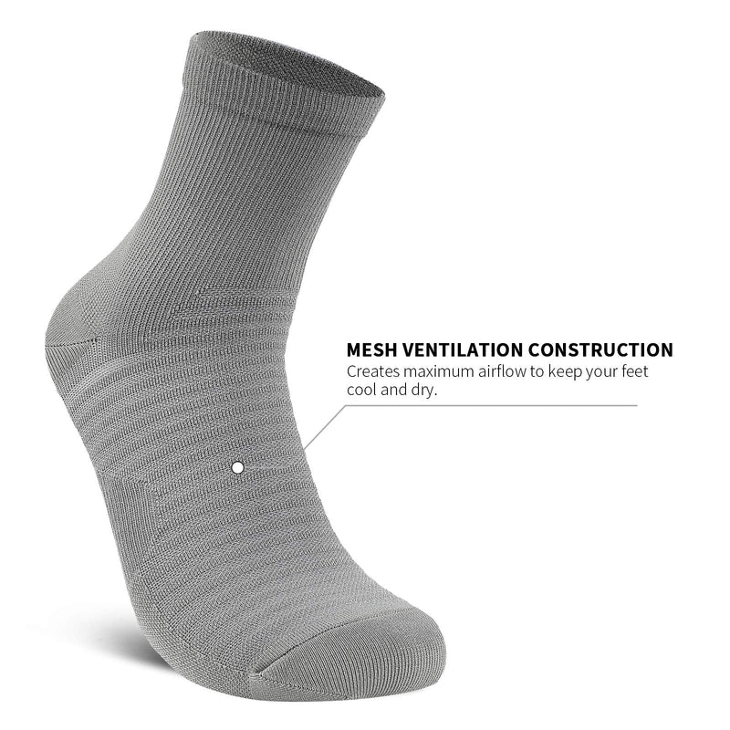 Compression Running Ankle Socks for Men and Women (6 Pairs), Quarter Athletic Socks for Running, Cycling, Golf, Work Black/White/Gray (2 Pairs Per Each Color) Large-X-Large - BeesActive Australia