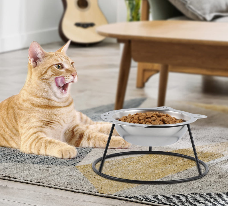 Nicelock Raised Cat Bowl Stainless Steel Small Cat Bowl Elevated Metal Cat Dish Kitten Bowl 12 floz - BeesActive Australia