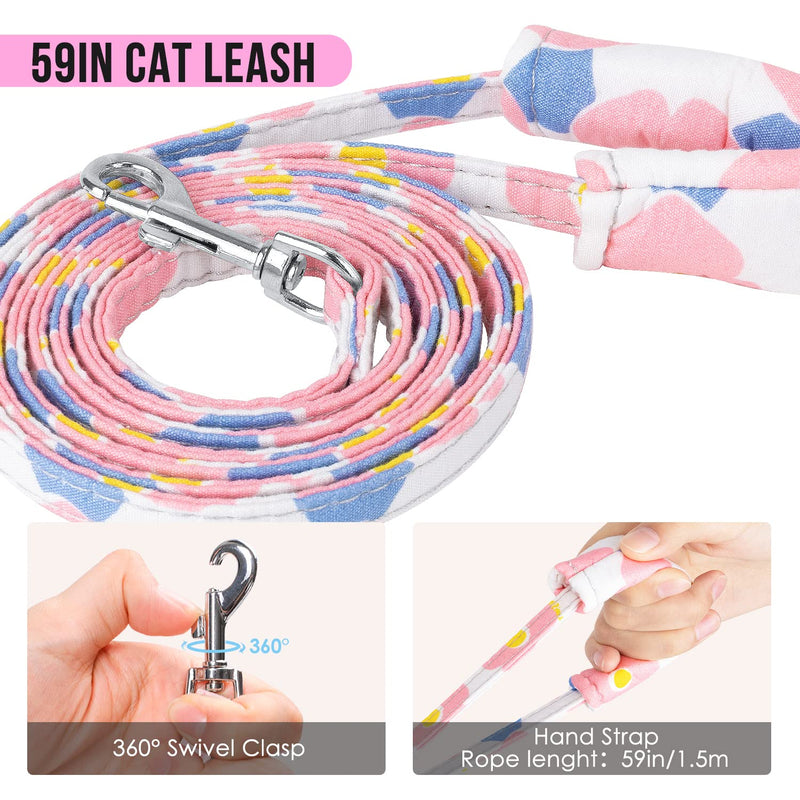 Lukovee Cat Harness and Leash for Walking, Adjustable Escape Proof Vest Harness for Kitten with Reflective Strips Lightweight Step-in Jacket for Cats Puppy Small Pet Traveling Hiking XXS ( Chest 11.0'' ~ 12.2'') A- Pink - BeesActive Australia