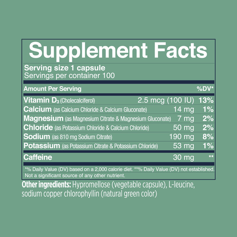 SaltStick Electrolytes with Caffeine - Salt Pills and Electrolytes for Running, Hydration, Leg Cramps Relief, Sports Recovery, Hiking Essentials - Salt, Magnesium, Potassium, Vitamin D3 - 100 Count - BeesActive Australia