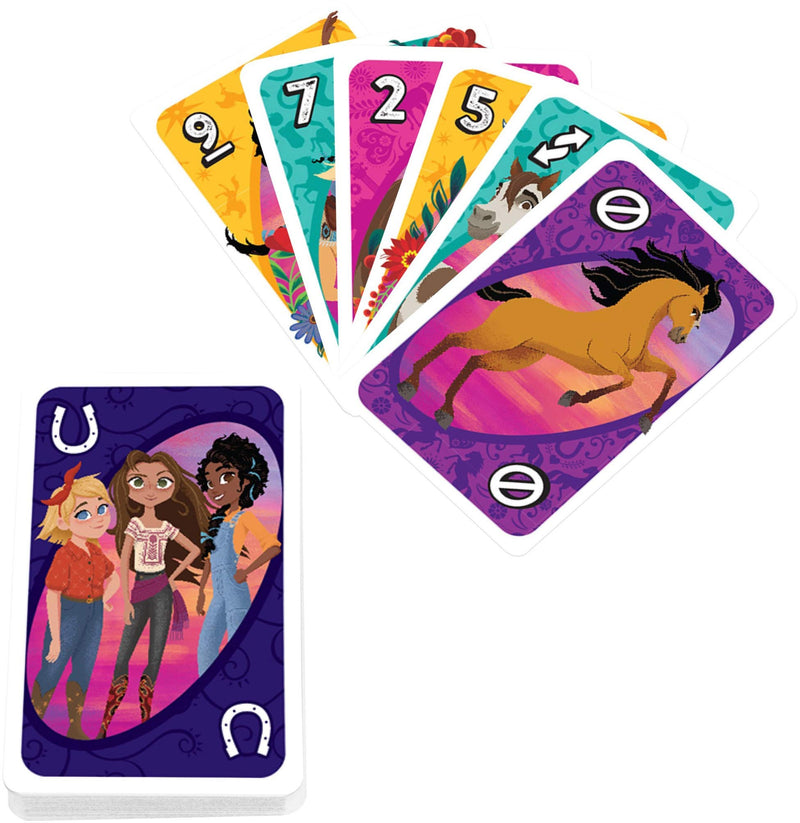 Mattel Spirit Untamed UNO DreamWorks Matching Card Game Featuring 112 Cards with Movie-Themed Graphics, Game Night, Kids Gift Ages 7 Years & Older, Multicolor (GXD73) - BeesActive Australia