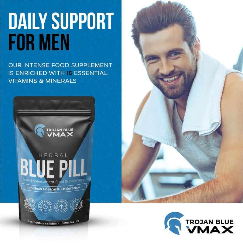 20x Trojan Blue Vmax | Herbal Supplement Blue Pills for Men | High Strength Performance Powerful Fast Acting Long Lasting Results | Enhancing Male Stamina & Endurance Booster Tablets - BeesActive Australia