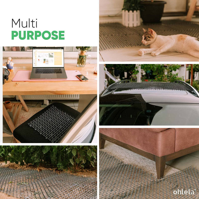 Ohlela Scat Mat for Cats - Furniture Protectors from Pets - Great for Cat Deterrent Indoor & Outdoor PP Plastic Spikes Mat - Wide Area Coverage - Large & Adjustable Size (78 in x 12 in) 6.5ft x 12in Grey - BeesActive Australia