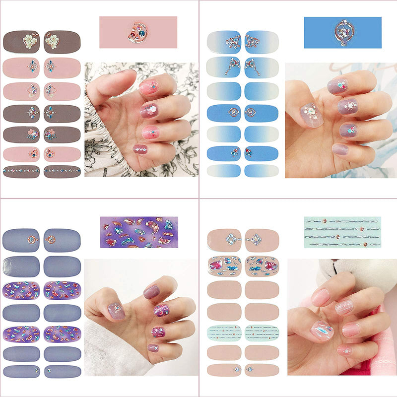 27 Sheets Nail Polish Stickers Full Nail Wraps Self-Adhesive Nail Decal Strips Nail Polish Strips Glitter DIY Nail Art Sticker with 2 Pieces Nail Files for Women Girls (Gentle and Diamond Style) Gentle and Diamond Style - BeesActive Australia