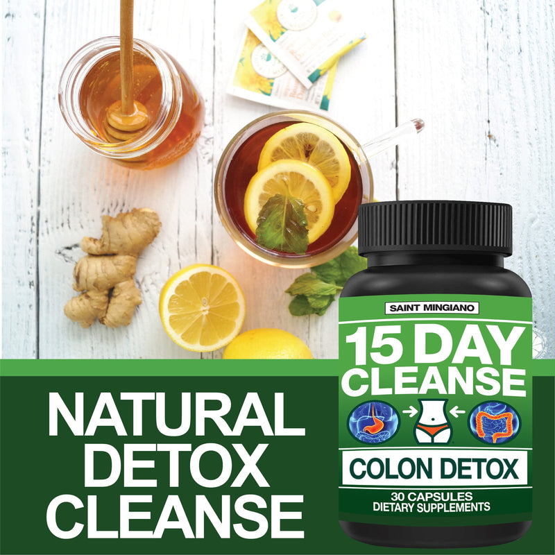 Saint Mingiano 15 Day Cleanse | Colon Detox with Natural Laxative for Constipation & Bloating. 30 Pills to Detoxify & Boost Energy | Extra-Strength Senna Leaf Supplements | Strong for Some People. - BeesActive Australia