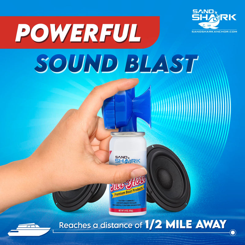 SandShark Premium Boating Air Horn Handheld Canister, Compressed & Very Loud, Coast Guard Approved, Emergency Use for Marine & Watercraft Safety, Great for Sports, Parties, Camping, Outdoors, 1.4oz - BeesActive Australia