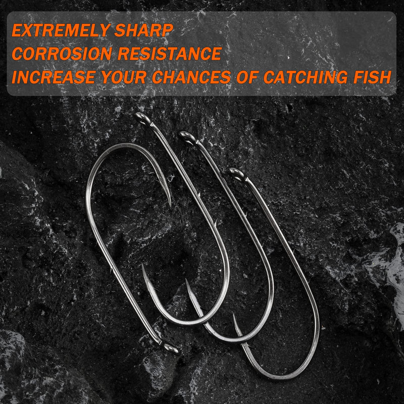 Dr.Fish 100 Pack Baitholder Hooks Live Bait Hook High Carbon Steel Black Nickel Down-Turned Eye Surf Fishing Bass Crawler Harness #1/0-100 Pack - BeesActive Australia