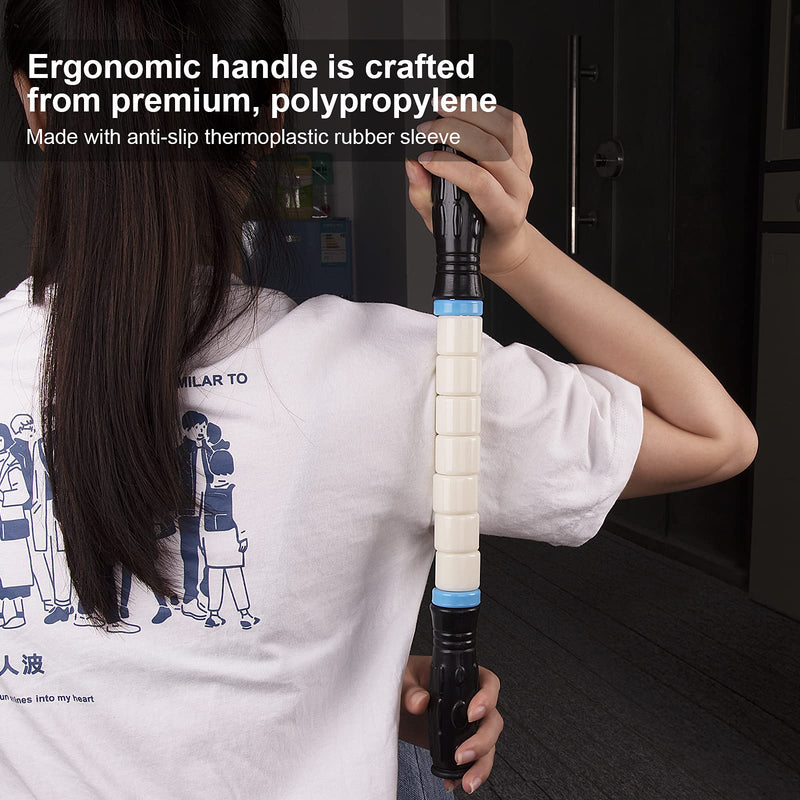 Premium Muscle Roller The Ultimate Massage Roller Stick 17 Inches Recommended by Physical Therapists Promotes Recovery Fast Relief for Cramps Soreness Tight Muscles-White White - BeesActive Australia