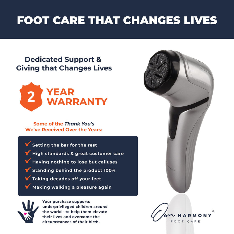 Own Harmony Electric Hard Skin Remover with Vacuum Absorption - Professional Pedicure Tools for Pedi Callus Foot Care - 3 Rollers Electronic Feet File CR2100 - Best for Dry, Cracked Heels (USB Cord) Quantum Silver - BeesActive Australia
