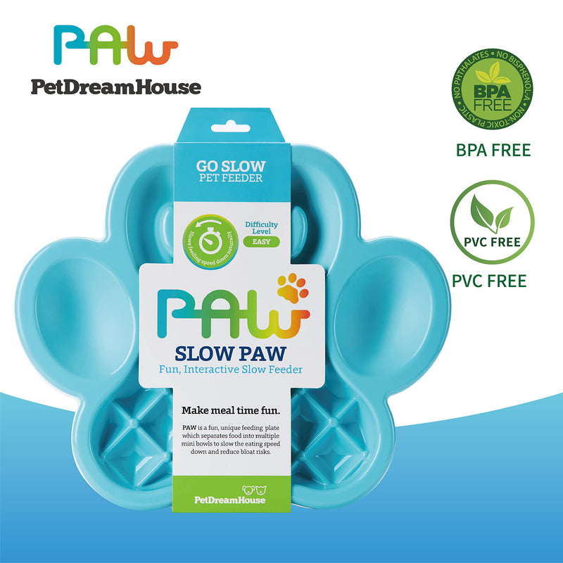 PetDreamHouse PAW Feeder Interactive Bowl for Dogs, Puppies or Cats Plate Food Treats Controls Fast Eating Anti Bloating - Blue - BeesActive Australia
