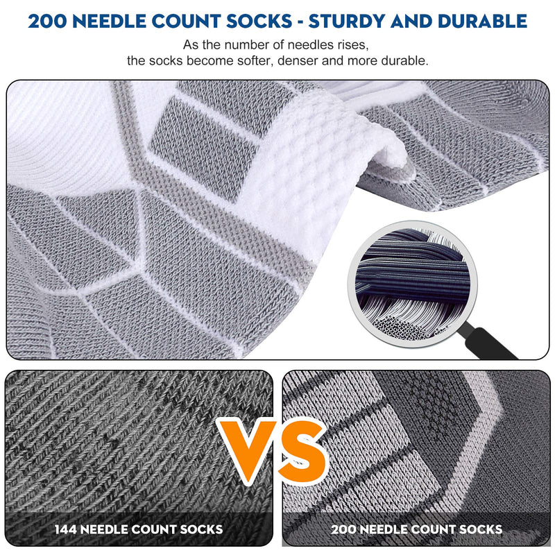 Hylaea Athletic Running Socks Cushion Padded Moisture Wicking Low Cut 3 Pairs Black Grey White Small - BeesActive Australia