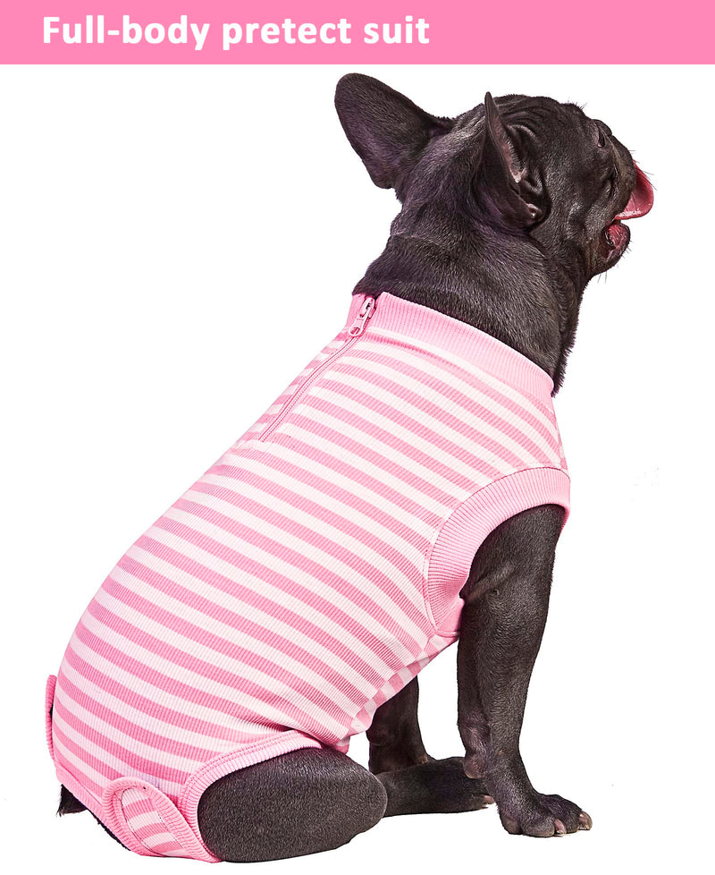 Wabdhally Dog Surgery Recovery Suit,Surgical Suit for Dogs Small Medium Large Female Spay Male Neuter,Combed Cotton,Striped Pink Blue Grey Recovery Suit Pink-White Striped - BeesActive Australia