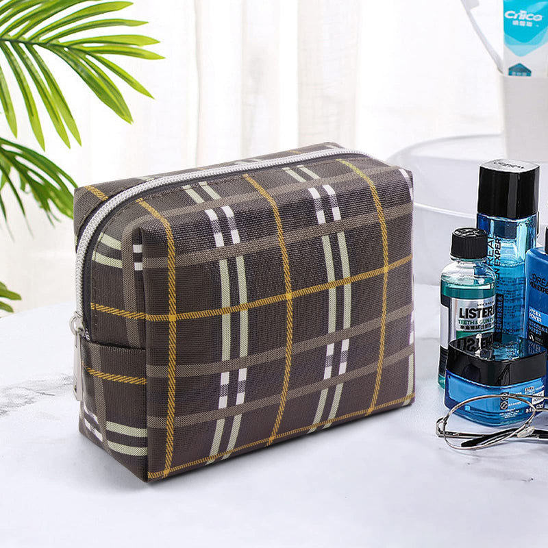 MAANGE Small Make up Bag for Purse Travel Cosmetic Bag PU Leather Portable Versatile Zipper Pouch Makeup Bags for Women Black - BeesActive Australia