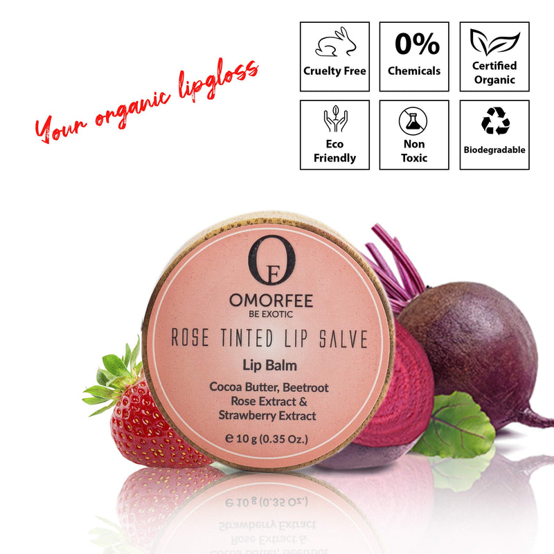 Omorfee 100% Organic Tinted and Moisturizing Lip Balm Treatment Strawberry Flavor- 10g/0.35Oz - BeesActive Australia