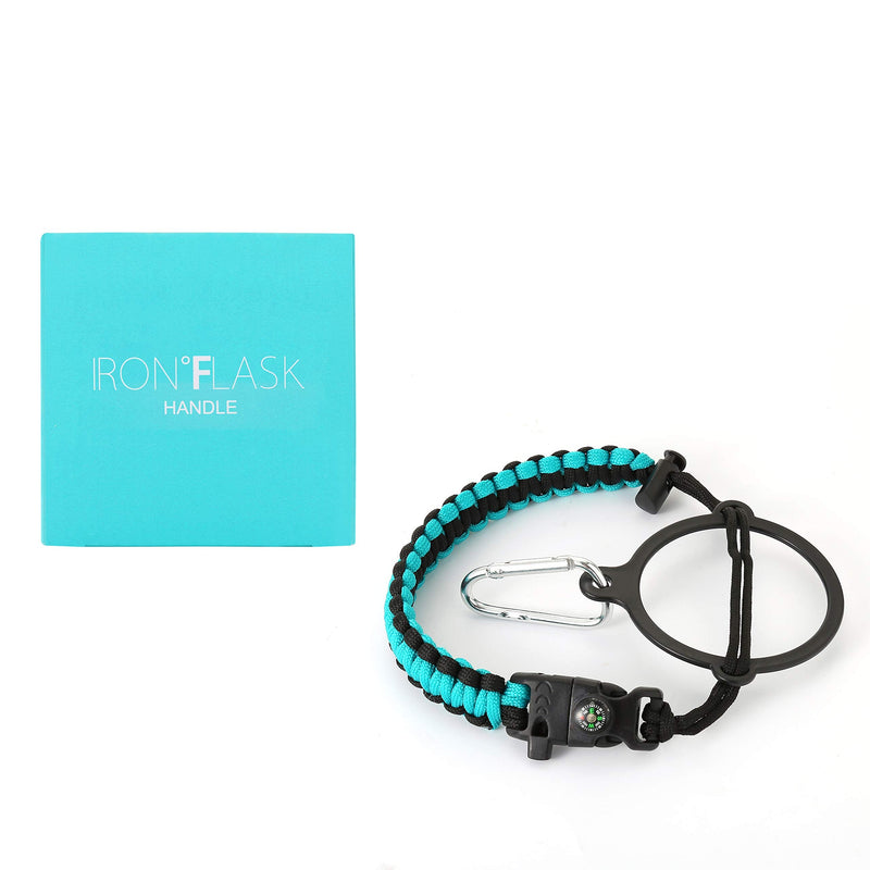 IRON °FLASK Paracord Handle - Fits Wide Mouth Water Bottles - Durable Carrier, Secure Accessories, Survival Strap Cord, Safety Ring, and Carabiner - Seven Core Paracord Bracelet - BeesActive Australia