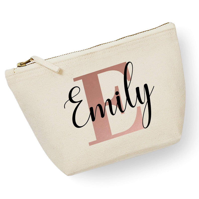 Womens Personalised Rose Gold Initial and Name Makeup Bag - Personalised Birthday Gift Idea for Her - Makeup Holder Travel Mum, S, Black - BeesActive Australia