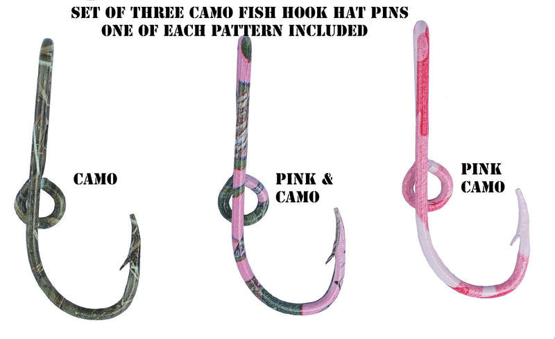 [AUSTRALIA] - BT Outdoors Two Eagle Claw Camo and Blue Fish Hook Hat Pin Camo Fish Hook Money/Tie Clip- Set of Two Cap Clips one Camo and one Blue 