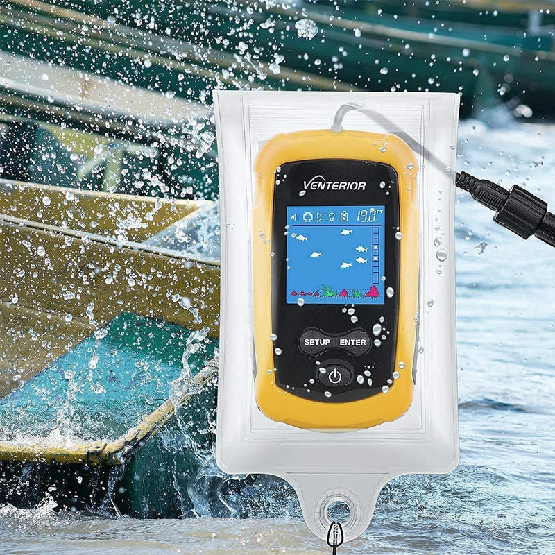 Venterior Portable Fish Finder Depth Finders with Sonar Transducer, LCD Display and Water Resistant Bag - BeesActive Australia