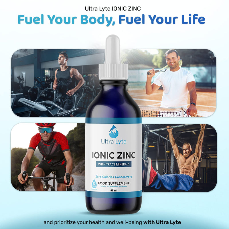 Ultra Lyte Ionic Zinc with Trace Minerals � 59ml Zinc Concentrate Food Supplement � Pure Non-GMO Vegan Friendly Formula � Supports Cognitive Performance, Muscle Growth, Immune System � Zero Calories - BeesActive Australia