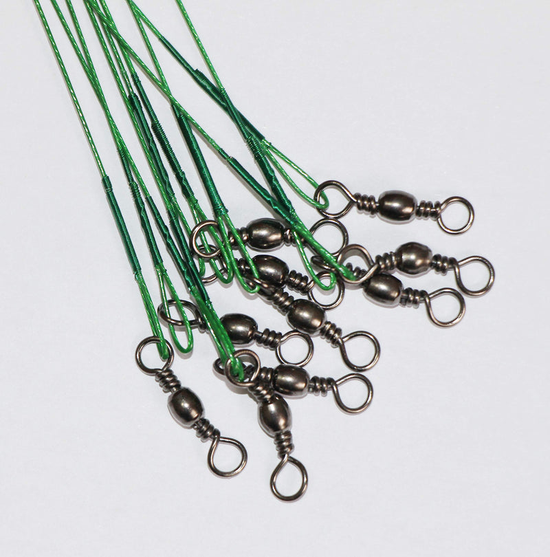 20pcs Wire Leader Hook Rigs Baitholder Fishing Hook Nylon Coated Fishing Wire Leader with Swivel 6.5inch green 2/0-20pcs - BeesActive Australia