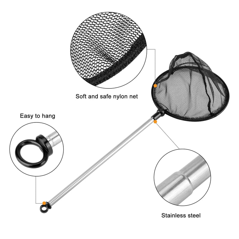 Filhome Telescopic Aquarium Fish Net, Fine Mesh Round Fish Net for Fish Tank with Extendable Long Handle 5 inch - BeesActive Australia
