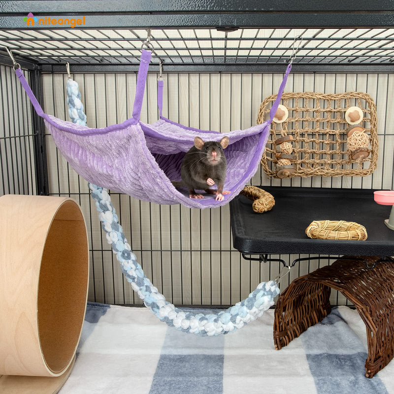 Niteangel Luxury Double Bunkbed Hammock, Fit 2 Adult Ferrets or 5 More Adult Rats Purple - BeesActive Australia