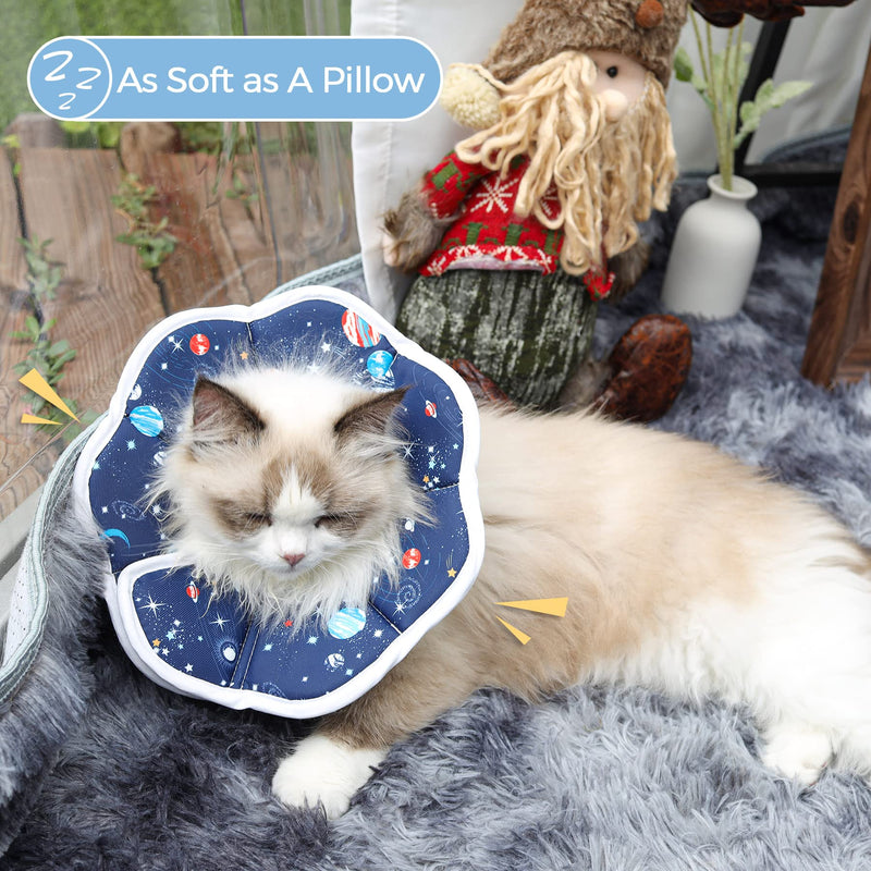 ComSaf Soft Cat Recovery Collar, Protective Adjustable Pet Cone Collar for After Surgery, Comfortable Lightweight Elizabethan Collar for Cat Kitten Prevent from Licking Wounds, Not Block Vision S (Neck:7-9 in) - BeesActive Australia