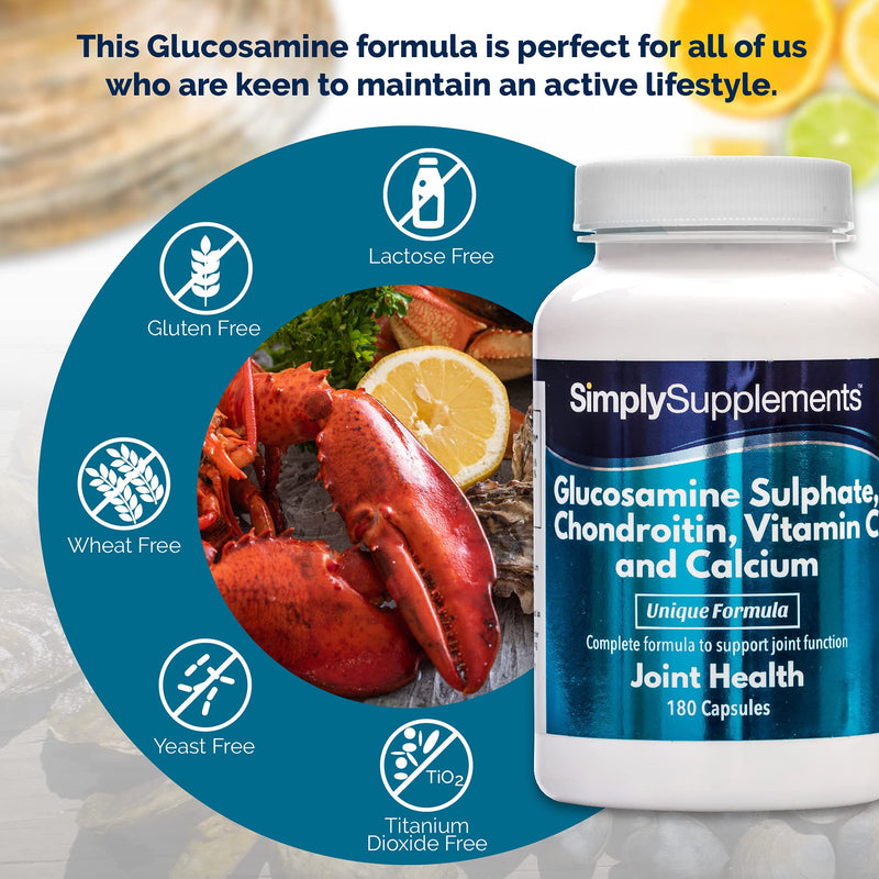 Glucosamine, Chondroitin, VIT C, Calcium | Popularly Taken by Those Who Enjoy an Active Lifestyle | 2X 180 Capsules | Manufactured in The UK - BeesActive Australia