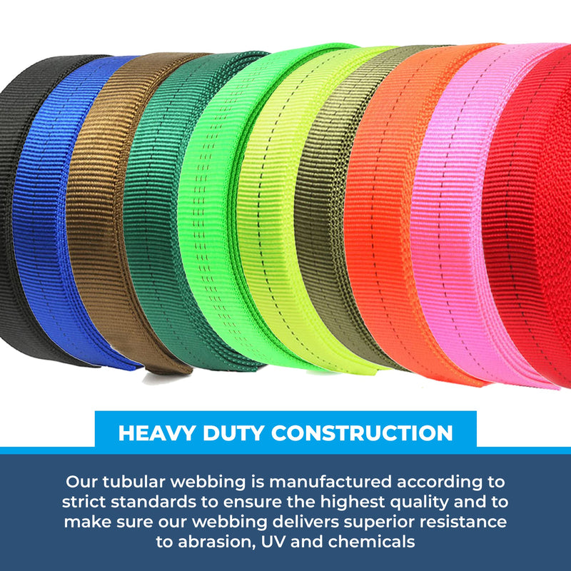 Rock-N-Rescue Heavyweight Nylon Tubular Webbing - Mountaineering and Rock Climbing Accessories, Firefighting and Rescue Gear Neon Green 50 Feet - BeesActive Australia