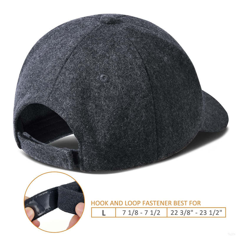 GADIEMKENSD Warm Wool Baseball Caps Adjustable Size Structured, Grey 7 1/8-7 1/2 - BeesActive Australia