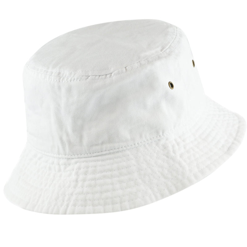 The Hat Depot Bucket Hat - Unisex 100% Cotton & Denim Packable Summer Travel Beach Sun Hat Small-Medium White - BeesActive Australia