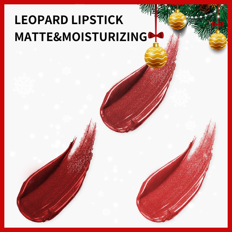 Erinde Leopard Matte Lipstick Makeup Set, Non-Stick Cup Red Lipstick, Long-Lasting Wear, Not Fade Waterproof, Moisturizing Makeup Lip Stain, Color Sensational Set A - BeesActive Australia