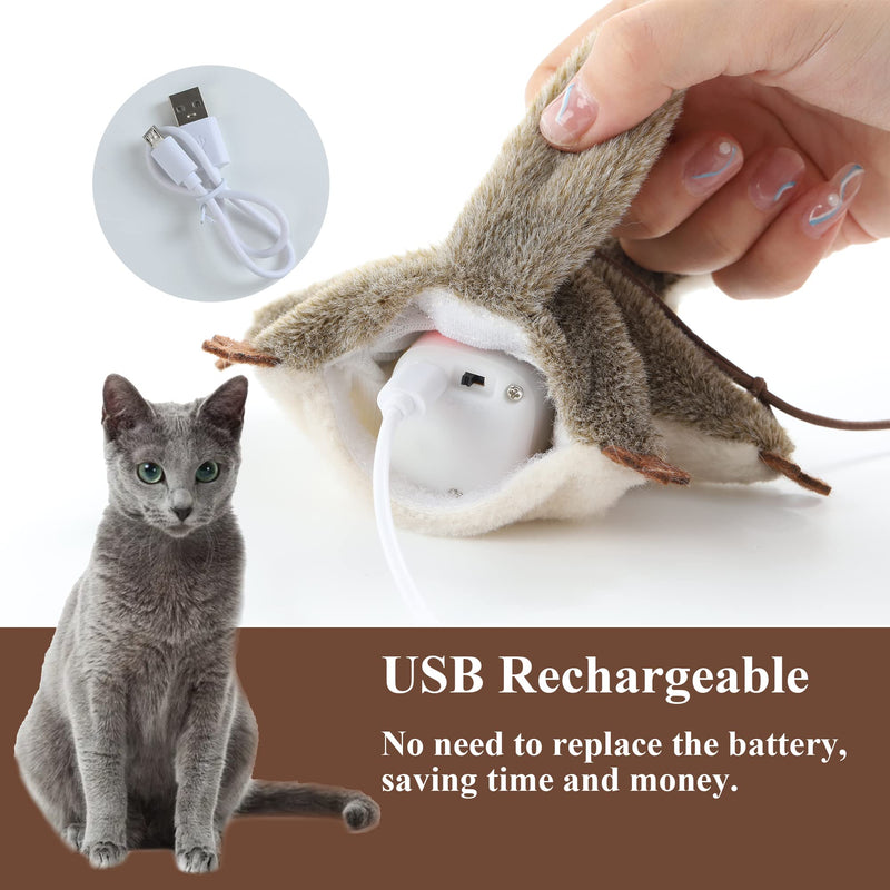 Cat Toys Interactive Flying Squirrel, Automatic Robotic Toy Electronic Electric Toy for Indoor Kittens, USB Rechargeable and Beating Wings Cats Kicker Catnip Toys - BeesActive Australia