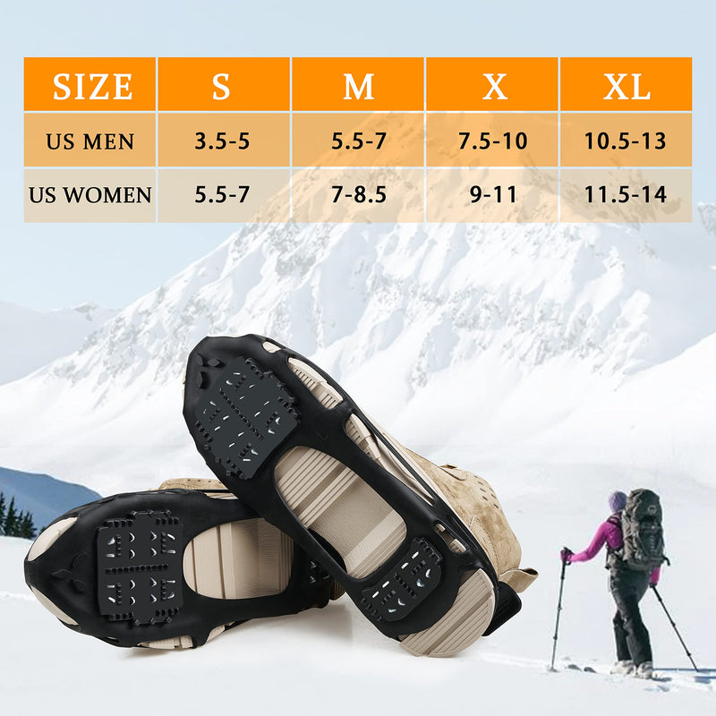 JOGFFDE Ice Cleats for Shoes and Boots - Snow Walk Traction Cleats Crampons 24 Spikes Anti Slip Crampons for Women Men Walking on Snow and Ice Small(3.5-5/Men 5.5-7/Women) - BeesActive Australia
