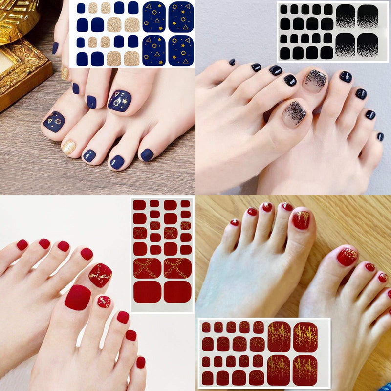 JERCLITY 20 Sheets Gel Toe Nail Polish Strips Stickers Nail Art for Girls Women with 1 Pc Nail File Stick On Nail Polish Decal Wraps Set KIT2 - BeesActive Australia