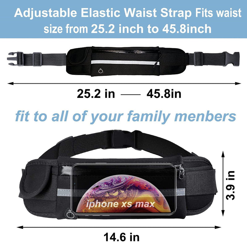 Generico, Sports Fanny Pack, Waist Bag For Running, Excercise Belt for cell phone, money, keys, Training Bag for cycling, travel, Black, Adjustable, for men, for women - BeesActive Australia