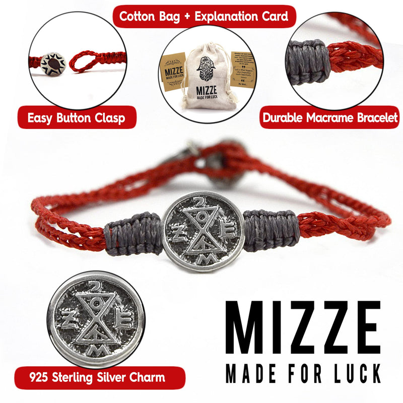 Sterling Silver "Find Your Match" Coin Charm Bracelet Jewelry Gift for Love & Finding Your Match on Red and Grey Macramé Bracelet - 7" Length for Women with Button Clasp - BeesActive Australia