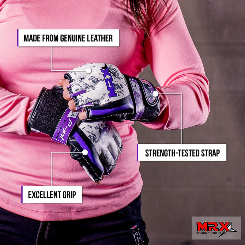 [AUSTRALIA] - MRX BOXING & FITNESS MMA Ladies Grappling Training Gloves Cage Women Fighting Sparring Gloves Purple Medium 