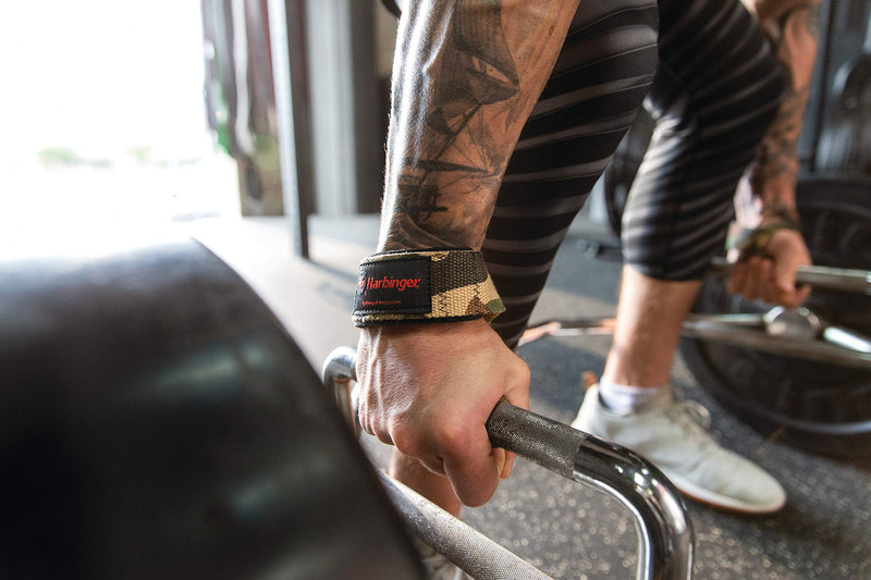 Harbinger Padded Cotton Lifting Straps with NeoTek Cushioned Wrist (Pair) Camo - BeesActive Australia